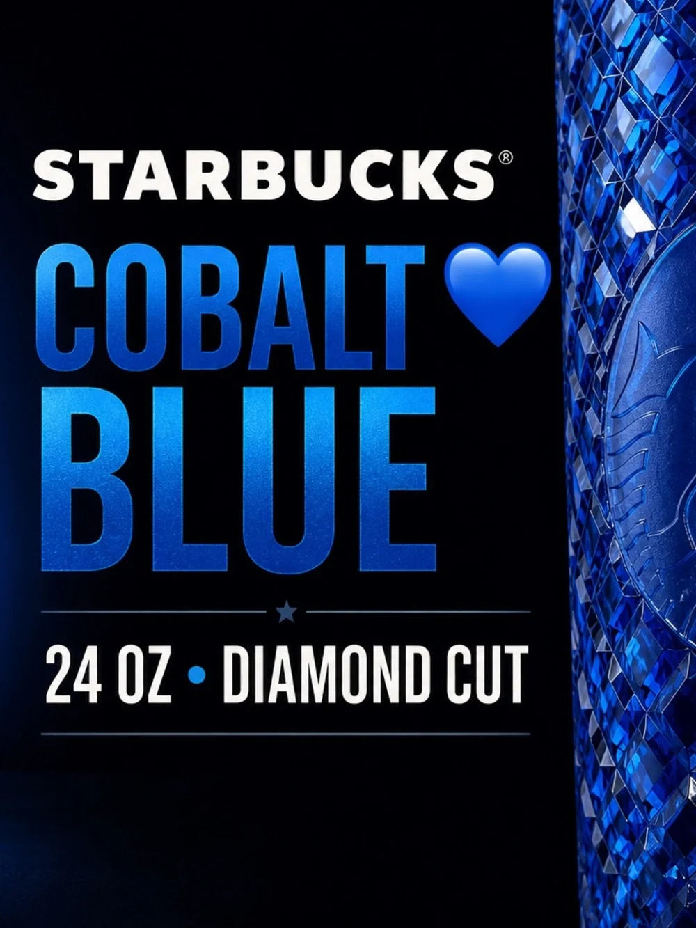 Starbucks Cobalt Blue Diamond-Cut Tumbler